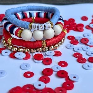 Red, White, & Blue stack.. 4th of July! Handmade jewelry